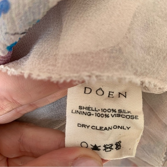 Doen Alette Silk Floral Long Sleeve Mini Dress Fleur Du Matin - Picture 12 of 14